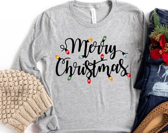 Weihnachtslichter Shirt,Weihnachtsshirt,Frohe Weihnachten,Frohe Weihnachten,Passende Familie,Familie Passendes Shirt,Neujahrsshirt