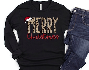 Buffalo Plaid Christmas Shirt,Merry Christmas Shirt,Christmas T-shirt,Christmas Family Shirt,Christmas Gift,Holiday Gift,Leopard Shirt