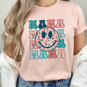 Mama Smiley Shirt, Smiley Face Sweatshirt, Aesthetic Mama Hoodie, Happy Face Shirt For Mom, Mothers Day Gift, Mom&#39;s Birthday Gifts