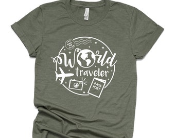 World Traveler Shirt, World Traveler Tank Top, Traveler Shirt, Women's Travel Shirt, Vacation Shirts,Traveler Gift,Womens Travel Shirt