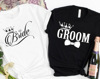 Bride and Groom Shirt, Wedding Party T-shirt, Honeymoon Shirt,Wedding Shirt,Wife and Hubs Shirts, Just Married Shirts, Matching Couple Shirt