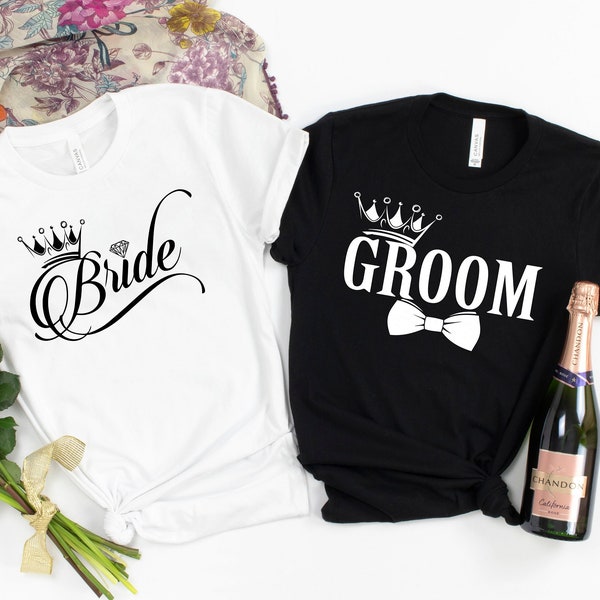 Bride and Groom Shirt, Wedding Party T-shirt, Honeymoon Shirt,Wedding Shirt,Wife and Hubs Shirts, Just Married Shirts, Matching Couple Shirt