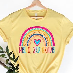 Hello 3th Grade Shirts,Teach Love Inspire Shirt,Back To School Shirt,Third Grade Teacher Tee,Teacher Appreciation Tee,1st day of school