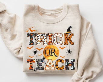 Halloween Teacher T-Shirt, Trick Or Teach Shirt, Spooky Teacher Gift, Funny Halloween Tee, Fall Teacher Shirt, Teacher Appreciation Gift