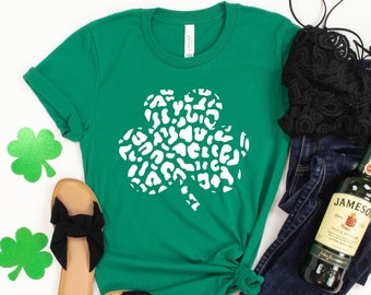 Leopard Shamrock Shirt, St Patricks Day Shirt, Irish Gifts , Clover Shirt, Shamrock Shirt, Leopard Shamrock, Lucky Shirt, Irish Day Shirt