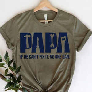 Divertida camisa de cumpleaños de Papá, camisa fijadora de cosas, camisa de herramientas de papa, camisa de papá, papa puede arreglarla camisa de caja de herramientas, camisa del Día del Padre, regalo para papá