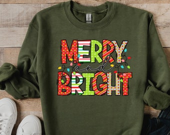 Merry and Bright Sweatshirt,Weihnachtslichter Shirt,Weihnachtsgeschenk,Weihnachtsgeschenk,Weihnachtslichter Sweatshirt,Christmas Family Matching Shirt