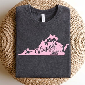 Chemise Virginie, chemise carte Virginie, chemise État de Virginie, chemise carte de l'État de Virginie, vêtements Virginie, cadeau Virginie, chemise amoureux de Virginie