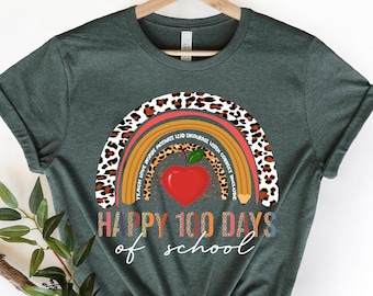 Rainbow leopard school 100 days of school shirt,100 Days Brighter Shirt,Teacher Shirt,100th Day Of School,Back To School Shirt,