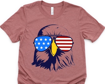 Patriotic Eagle con gafas de sol Camisa, Camisa de la Libertad, Camisa del Cuatro de Julio, Camisa Patriótica, Camisas del Día de la Independencia, Camisas de la Familia Patriótica