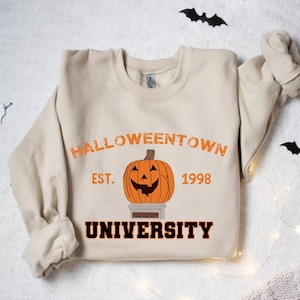 Halloween Town University Est 1998 Shirt, Retro Halloween Sweatshirt Women Halloween Party Spooky Season Trick or Treat Halloween Matching