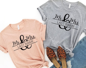 Mrs and Mr Customizable Shirt, Wedding Party Shirt, Honeymoon Shirt,Wedding Shirt,Wife and Hubs Tee, Just Married Tee, Matching Couple Shirt