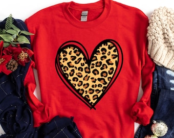 Leopard Print Valentines Day Shirt,Valentines Day Shirts For Woman,Heart Shirt,Cute Valentine Shirt,Valentines Day Gift,Cheetah Valentines
