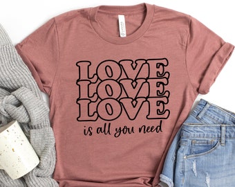 Love Shirt, Cute Love Shirt with Hearts, Boyfriend and Girlfriend Gift, Couple Ideas, Matching Love Tshirt, Valentines Love Tshirt, Cute Tee