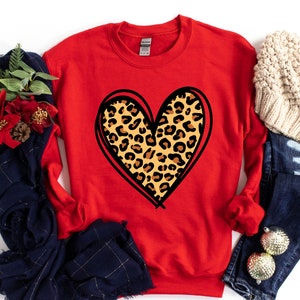 Cheetah Shirt Leopard Print Valentines Day Shirt Valentines Day Gift Cute Valentine Shirt Heart Shirt Valentines Day Shirts For Woman