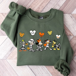 Skeleton Halloween Sweatshirt, Halloween Sweater, Halloween Shirts for Women, Dancing Skeletons Halloween Crewneck Halloween Party Shirt