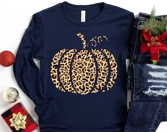 Leopard Pumpkin Shirt, Cheetah Pumpkin Shirt,Thanksgiving Shirt, Thankful Shirt,Fall Shirt, Hello Pumpkin,Family Matching Shirt