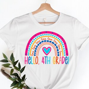 Hello 4th grade Shirts,Teach Love Inspire Shirt,Back To School Shirt,Fourth Grade Teacher Tee,Teacher Appreciation Tee,1st day of school
