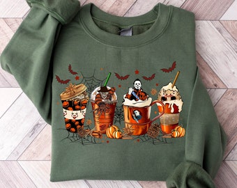 Skeleton Coffee Cups Sweatshirt, Coffee Cups Sweatshirt, Skull Coffee Cup Sweatshirt, Skeleton Halloween Sweatshirt, Coffee Lover Sweatshirt