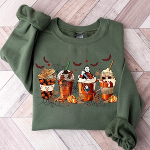 Skeleton Coffee Cups Sweatshirt, Coffee Cups Sweatshirt, Skull Coffee Cup Sweatshirt, Skeleton Halloween Sweatshirt, Coffee Lover Sweatshirt