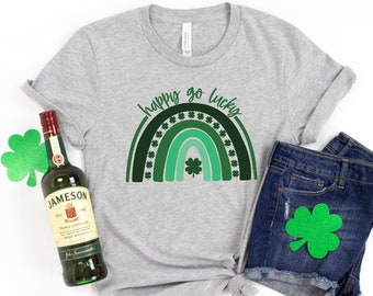 St Patricks Day Shirt,Happy Go Lucky Rainbow,Shamrock Shirt, St. Patty's Shirt,Irish Shirt,Shenanigans Drinking Shirt,Family Matching Shirt