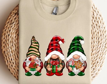 ChristmasGnomes Sweatshirt, Frohe Weihnachten Sweatshirt, Buffalo Plaid Wichtel, süßes Wichtel Sweatshirt, Weihnachtsgeschenk, Urlaub Sweatshirt