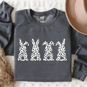 Easter Bunny Shirt, Easter Dalmatian Bunny Shirt, Easter Leopard Printed Bunny Shirt, Easter Bunny Sweatshirt, Easter Sweatshirt,Easter Gift