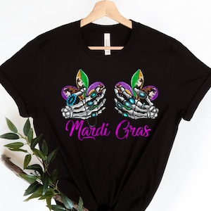 Skeleton Hand Mardi Gras Sweatshirt, Nola Shirt,Fat Tuesday Shirt,Flower de luce Shirt,Louisiana Shirt,Saints New Orleans Shirt