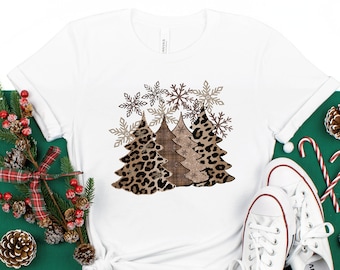 Christmas Trees plaid, leopard, cheetah T-shirt,Merry Christmas Shirt,Christmas T-shirt, Christmas Family Shirt,Christmas Gift, Holiday Gift