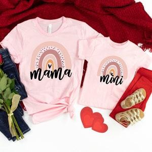 Mama Valentines Shirt,Mini Valentines Shirt,Mama's Girl Valentines Shirt,Rainbow Mama Shirt, Rainbow Mini Shirt,Mama Mini Matching Shirt