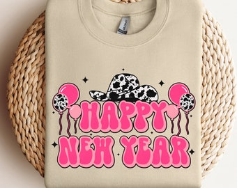 Western New Year Sweatshirt, 2024 Happy New Years Sweatshirt, New Year Gift, New Years Party Sweatshirt,New Year Shirt,Cowgirl New Year Tee