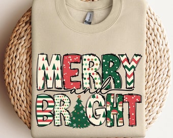 Sweat joyeux et lumineux, sweat de Noël, sweat-shirt de Noël en famille, sweat-shirts de Noël pour femme, sweat-shirt joyeux Noël