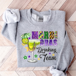 Mardi Gras Drinking Team Sweatshirt,Nola Shirt,Fat Tuesday Shirt,Flower de luce Shirt,Louisiana Shirt,Saints New Orleans Tee,Mardi Gras Day