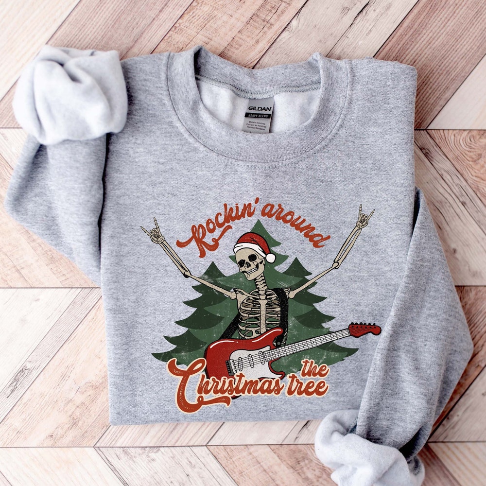 Christmas Sweatshirt Christmas Sweatshirt, Rockin Around The Christmas Tree Shirt, Holiday Sweater, Merry Christmas Shirt, Minimal Christmas Sweatshirt, Xmas Tee Christmas Shirt Men Women Shirtnation