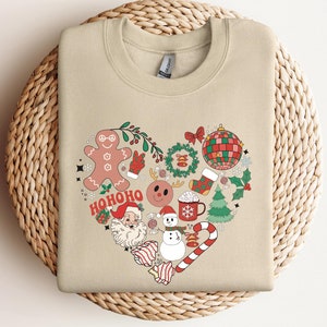 Christmas Heart Sweatshirt, Christmas Love Shirt, Christmas Icons Sweater, Holiday Women Crewneck, Xmas Heart T-Shirt