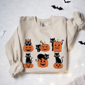 Halloween Sweatshirt,Cat Sweatshirt,Ghost Shirt,Halloween Sweater,Cool Halloween Cat Shirt,Cat Lover Tshirt,Black Cat Shirt,2023 Spooky Seas