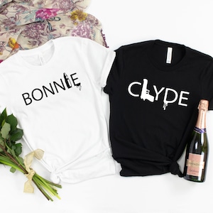 Bonnie and Clyde Shirt, Couple Shirt, Honeymoon Shirt,Wedding Shirt,Wife and Hubs Shirts, Just Married Shirts, Matching Couple Shirt