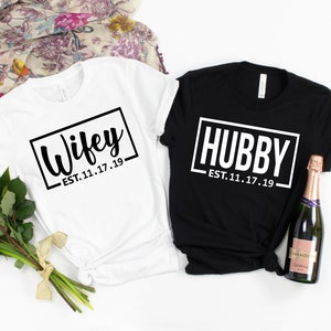 Wifey and Hubby Shirt, Wedding Party Shirt, Honeymoon Shirt,Wedding Shirt,Wife and Hubs Shirts, Just Married Shirts, Matching Couple Shirt