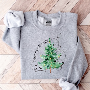 Christmas Sweatshirt,Merry and Bright Shirt,Christmas Tree,Christmas Tshirt,Holiday Shirt,Christmas Shirt,Merry and Bright,Christmas Tee