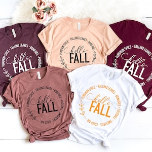 Hello Fall Tshirt, Thankful Fall, Pumpkin Day, Thankful Family Shirts, Thanksgiving Shirts,Family Matching Shirts, Cute Tshirt,Family Dinner