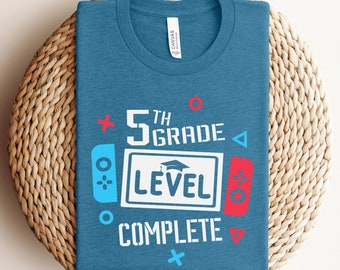 5th Grade Level Completed, Gamer Graduation Shirt, School Graduation T-Shirts, Gamer Boys Girls Shirt, Custom Class Matching Tees, Game Over