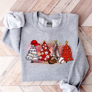 Baseball Christmas Trees Sweatshirt,Christmas Family Shirt,Christmas Gift,Holiday Gift,Christmas Family Matching Shirt,Baseball Tree Shirt
