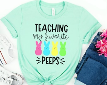 het onderwijzen van mijn favoriete peeps shirt, leraar shirt, pasen leraar shirt, leraar T-shirt, leraar T-shirt, peeps T-shirt, paasshirt, paasdag