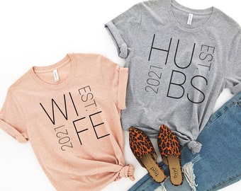 Wife Hubs Shirts, Honeymoon Shirt, Just Married Shirt, Engagement Shirt, Wedding Shirts, Bridal Gift Engagement, Husband And Wife Shirts