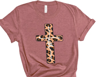 Cheetah Faith Cross Shirt, Faith Cross Shirt, Christian Gift, Faith Gift, Christian Shirts ,Faith Cross, Vertical Cross, Jesus