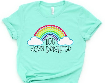 Teacher 100 Days Brighter, Teacher Shirt, 100 Days of School, Teacher Gifts, Teacher Appreciation, 100 Days Brighter,Back to School Shirt