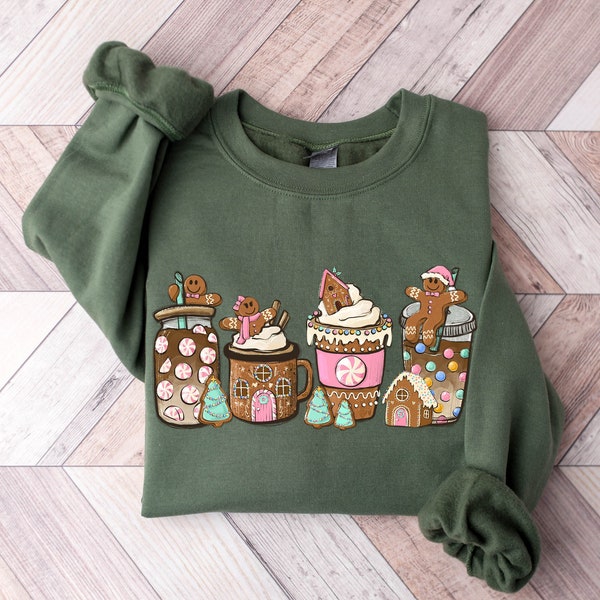 Christmas Coffee Sweatshirt, Christmas Sweatshirt, Christmas Shirt, Coffee Lover Gift Worker Winter Christmas Snowman Latte Coffee Lover