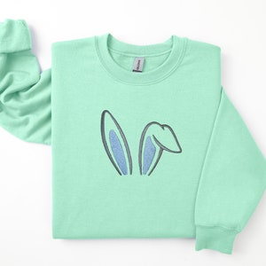 Easter Bunny Embroidered Sweatshirt,Bunny Sweat,Embroidery Sweatshirt,Easter Sweat,Easter Gift,Happy Easter Embroidery Sweatshirt