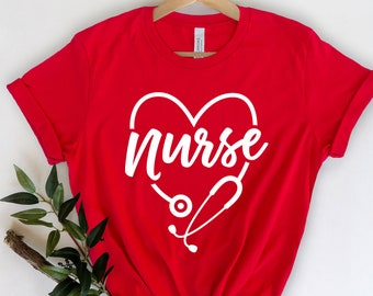 Heart Stethoscope Shirt-Nurse T-shirt-Nurse Tees-Cute Nurse Shirts -Nurse Appreciation Gift-Nurse Gift Idea-Nurses Week Gift-Nurselife Shirt