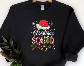 Bluza z kapturem Christmas Family Squad, Koszulka świąteczna dla rodziny, Prezent świąteczny, Prezent świąteczny, Koszulka z motywem lamparta, Koszulka świąteczna dla rodziny